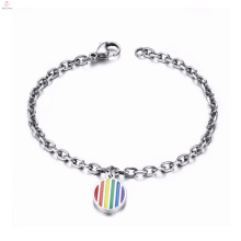 Pulseira de jóias de aço inoxidável de orgulho gay com encantos de arco-íris